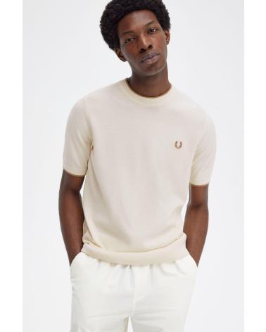 CAMISETA DE MALHA TEXTURIZADA FRED PERRY BEGE BEIGE