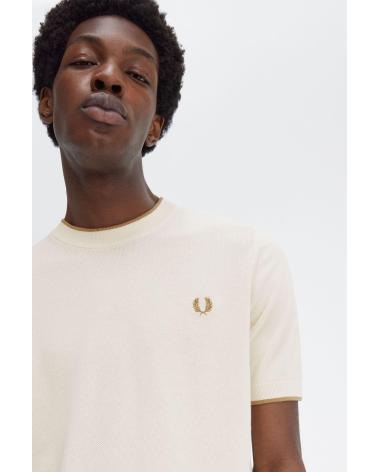 CAMISETA DE MALHA TEXTURIZADA FRED PERRY BEGE BEIGE