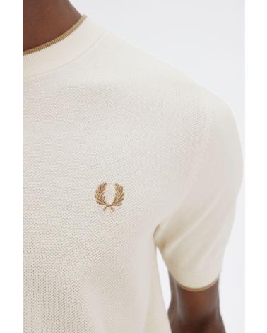 CAMISETA DE MALHA TEXTURIZADA FRED PERRY BEGE BEIGE