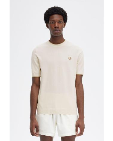CAMISETA DE MALHA TEXTURIZADA FRED PERRY BEGE BEIGE