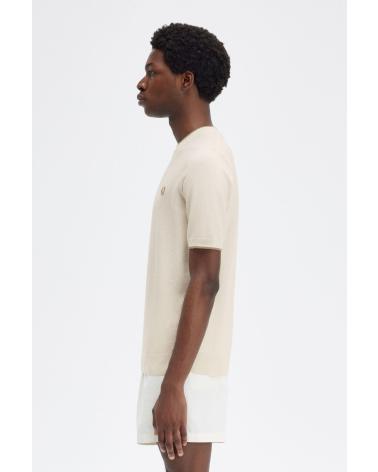 CAMISETA DE MALHA TEXTURIZADA FRED PERRY BEGE BEIGE