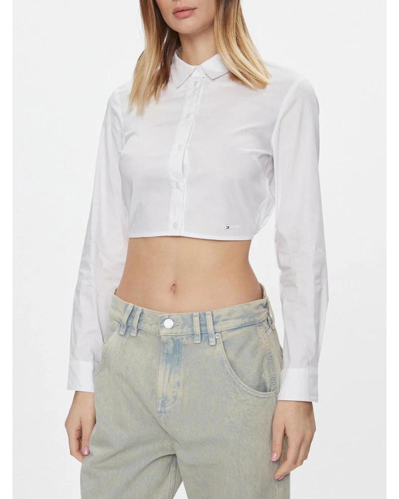 CAMISA CROP TOMMY JEANS BLANCA DW0DW17344 BLANCO