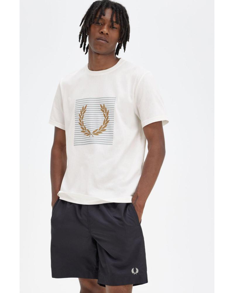 T-SHIRT FRED PERRY LOGÓTIPO M7832 BRANCO BLANCO