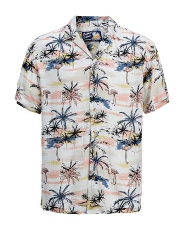 JACK & JONES TROPIC WHITE FLORAL SHORT SLEEVE SHIRT WHITE BLANCO