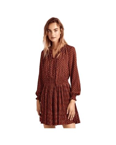 PLEATED BOHO DRESS PEPE JEANS PL953422 RED ROJO