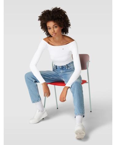 TOMMY JEANS BOOT-NECK T-SHIRT DW0DW17535 WEISS BLANCO