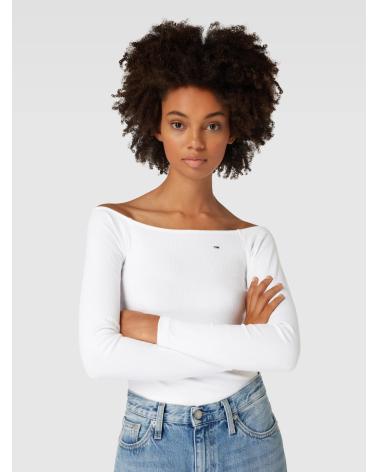 TOMMY JEANS BOOT-NECK T-SHIRT DW0DW17535 WEISS BLANCO