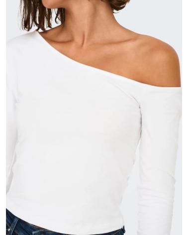 TOP ASYMÉTRIQUE À MANCHES LONGUES ONLY 15344398 BLANC BLANCO