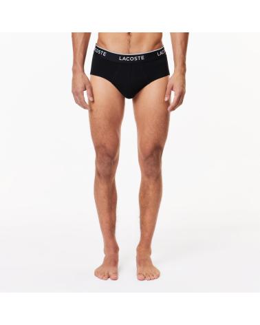 LACOSTE PACK DE 3 SLIPS DE ALGODÃO ELÁSTICO PRETO NEGRO