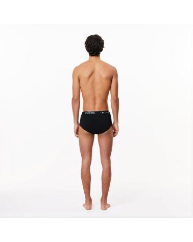 LACOSTE PACK DE 3 SLIPS DE ALGODÃO ELÁSTICO PRETO NEGRO