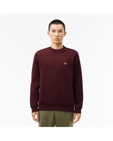 LACOSTE SUDADERA FELPA CEPILLADA SH960800 BURDEOS ROJO