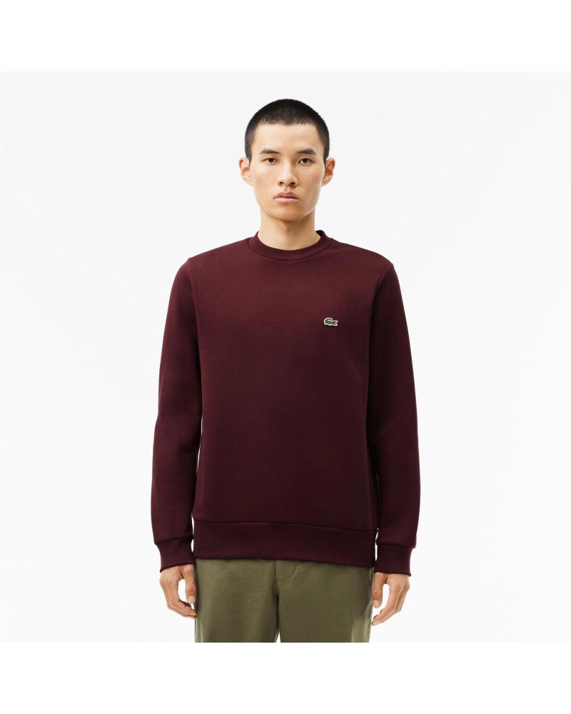 LACOSTE SUDADERA FELPA CEPILLADA SH960800 BURDEOS ROJO