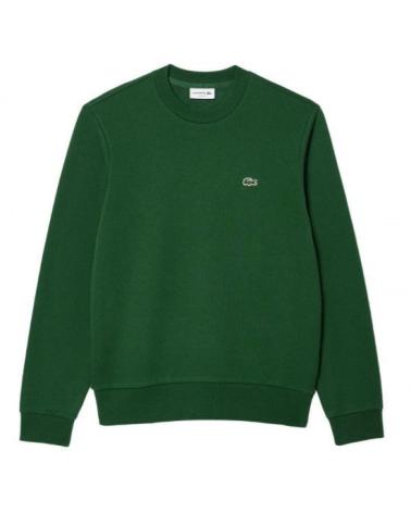 MOLETOM LACOSTE SH960800 VERDE DE MOLETOM ESCOVADO COM GOLA REDONDA VERDE