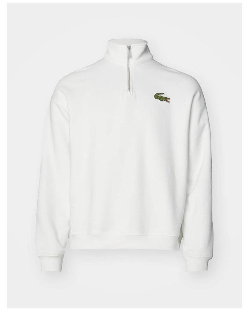MOLETOM LACOSTE GOLA ALTA CORTE FOLGADO BRANCO BLANCO