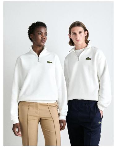 MOLETOM LACOSTE GOLA ALTA CORTE FOLGADO BRANCO BLANCO