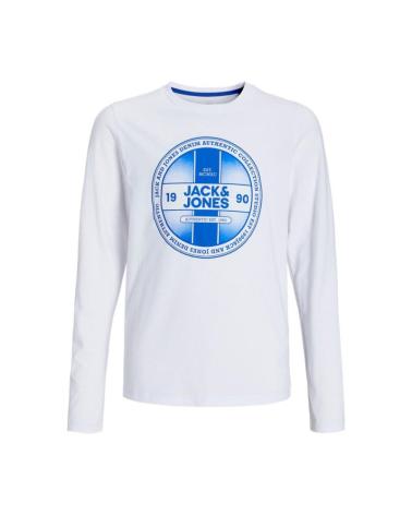 JACK & JONES CAMISETA MANGA LARGA KIDS CREW 12259532 BLANCA CON ESTAMPADO CIRCULAR WHITE