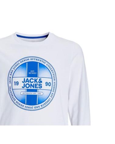 JACK & JONES CAMISETA MANGA LARGA KIDS CREW 12259532 BLANCA CON ESTAMPADO CIRCULAR WHITE