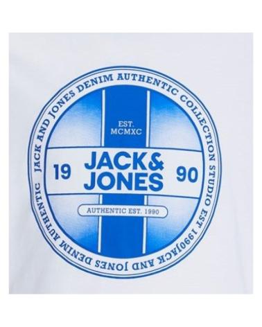 JACK & JONES CAMISETA MANGA LARGA KIDS CREW 12259532 BLANCA CON ESTAMPADO CIRCULAR WHITE
