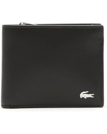 LACOSTE CARTEIRA DE COURO FG PRETA NH1115FG COM SEIS COMPARTIMENTOS PARA CARTÕES NEGRO