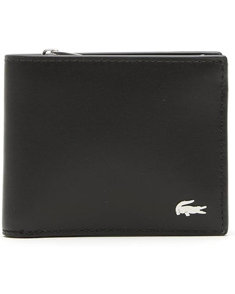 LACOSTE CARTEIRA DE COURO FG PRETA NH1115FG COM SEIS COMPARTIMENTOS PARA CARTÕES NEGRO
