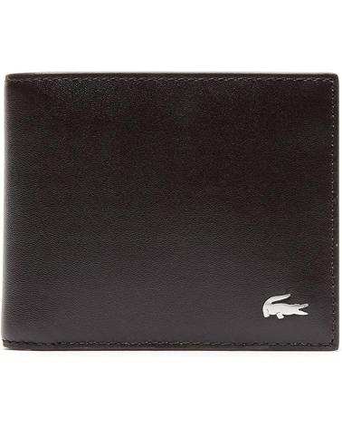 LACOSTE CARTEIRA DE COURO FG PRETA NH1115FG COM SEIS COMPARTIMENTOS PARA CARTÕES NEGRO
