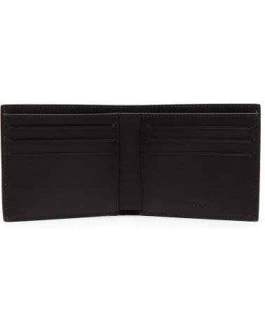 LACOSTE CARTEIRA DE COURO FG PRETA NH1115FG COM SEIS COMPARTIMENTOS PARA CARTÕES NEGRO