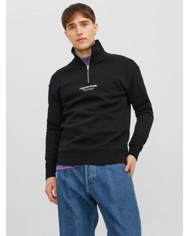 SUDADERA JACK & JONES MEDIA CREMALLERA CON TEXTO NEGRA 12241777 NEGRO