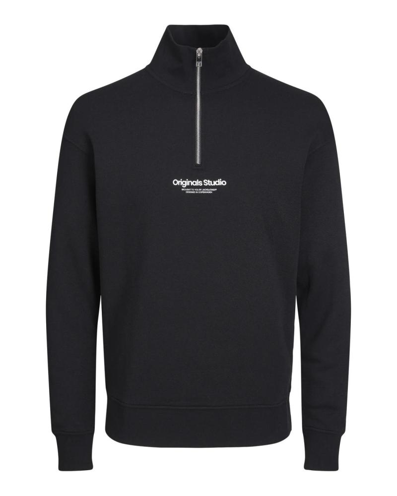 SUDADERA JACK & JONES MEDIA CREMALLERA CON TEXTO NEGRA 12241777 NEGRO