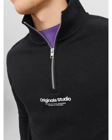 SUDADERA JACK & JONES MEDIA CREMALLERA CON TEXTO NEGRA 12241777 NEGRO