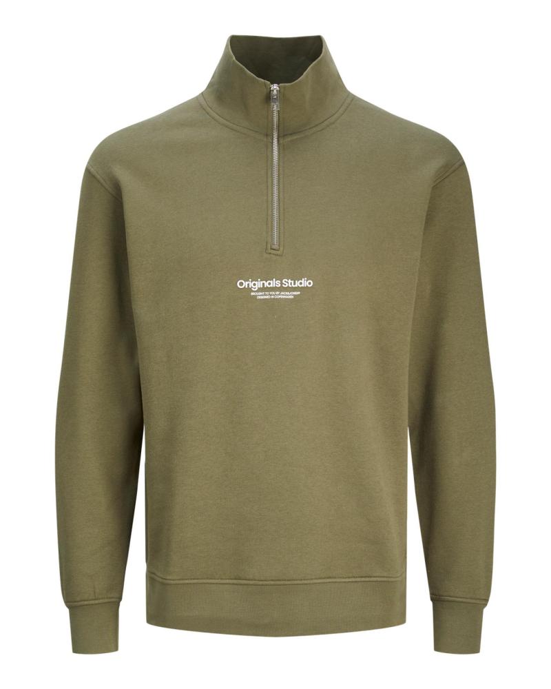 SUDADERA JACK & JONES MEDIA CREMALLERA CON TEXTO VERDE 12241777 VERDE