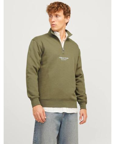 SUDADERA JACK & JONES MEDIA CREMALLERA CON TEXTO VERDE 12241777 VERDE