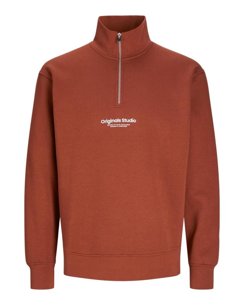 SUDADERA JACK & JONES HALF-ZIP CON LOGO ESTAMPADO 12241777 ROJO ROJO