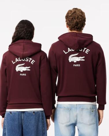 LACOSTE SWEAT À CAPUCHE IMPRIMÉ SH2740 GRENAT GRANATE