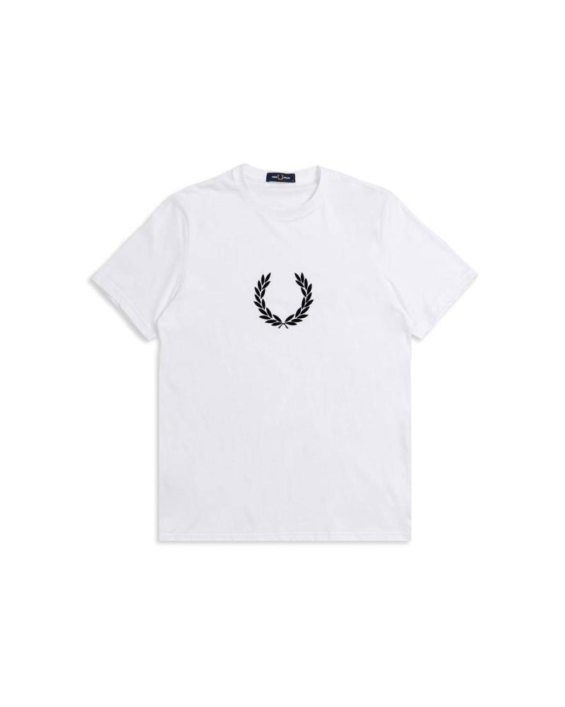FRED PERRY T-SHIRT WEISS MIT GROSSEM LOGO M7708 BLANCO