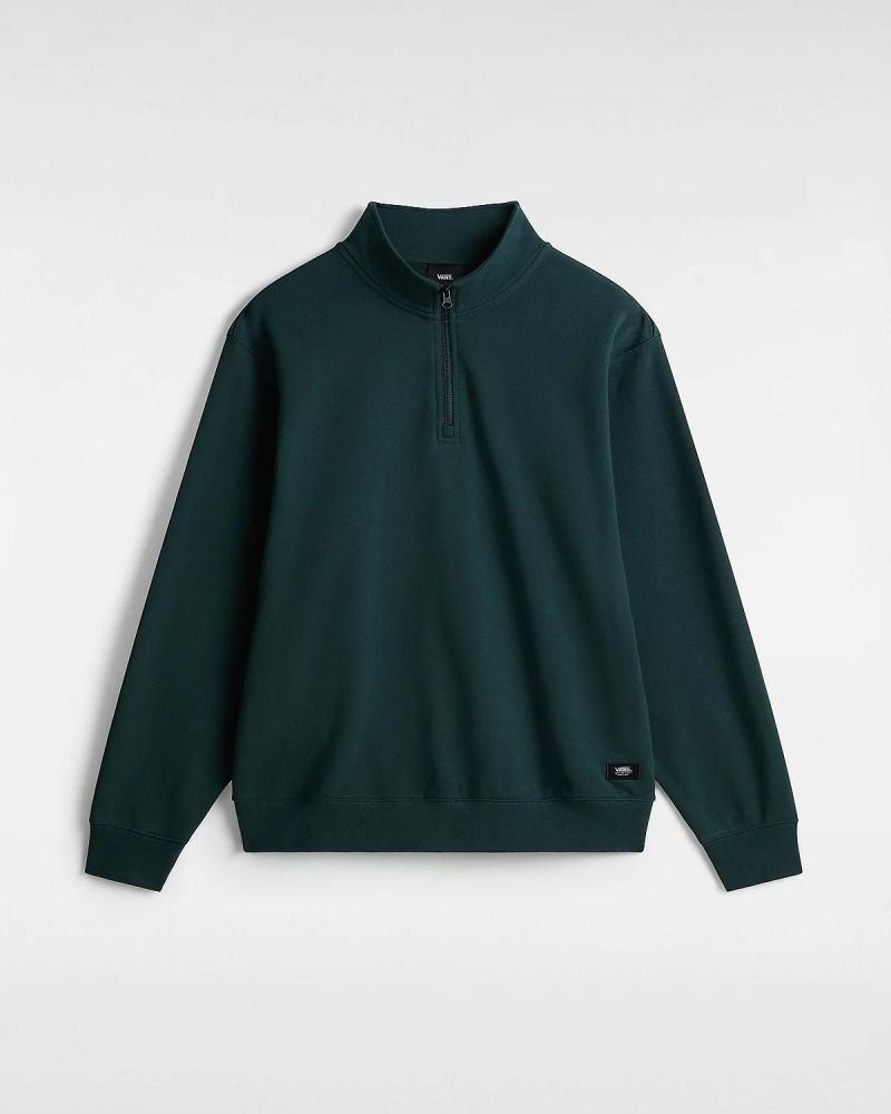 VANS OFF THE WALL LOOSE FIT HALF-ZIP SWEATSHIRT X62LN1 GREEN VERDE