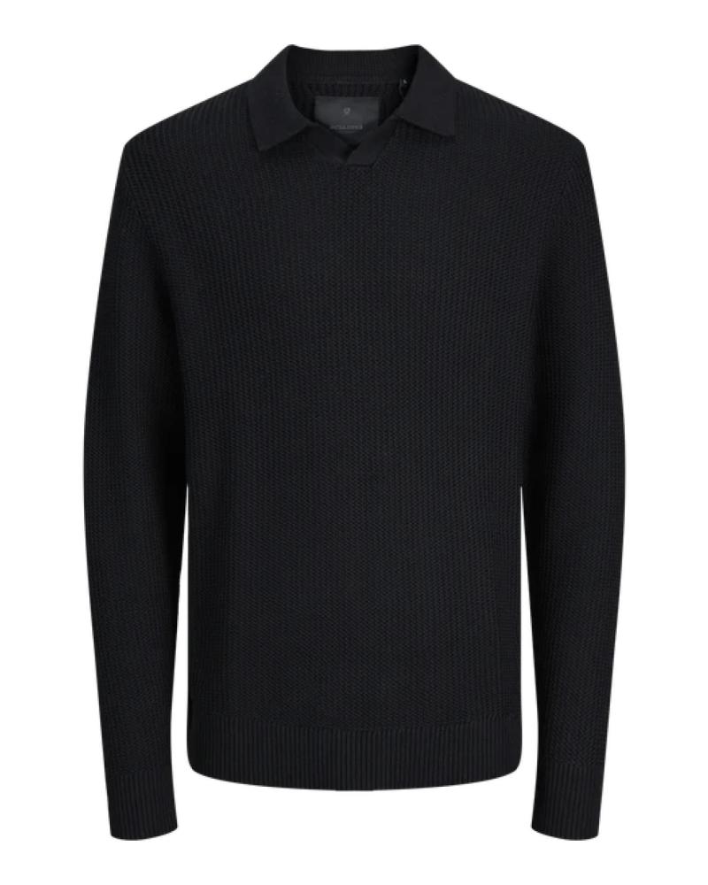 JACK & JONES POLO-STRICKPULLOVER SCHWARZ - MODELL 12277993 NEGRO