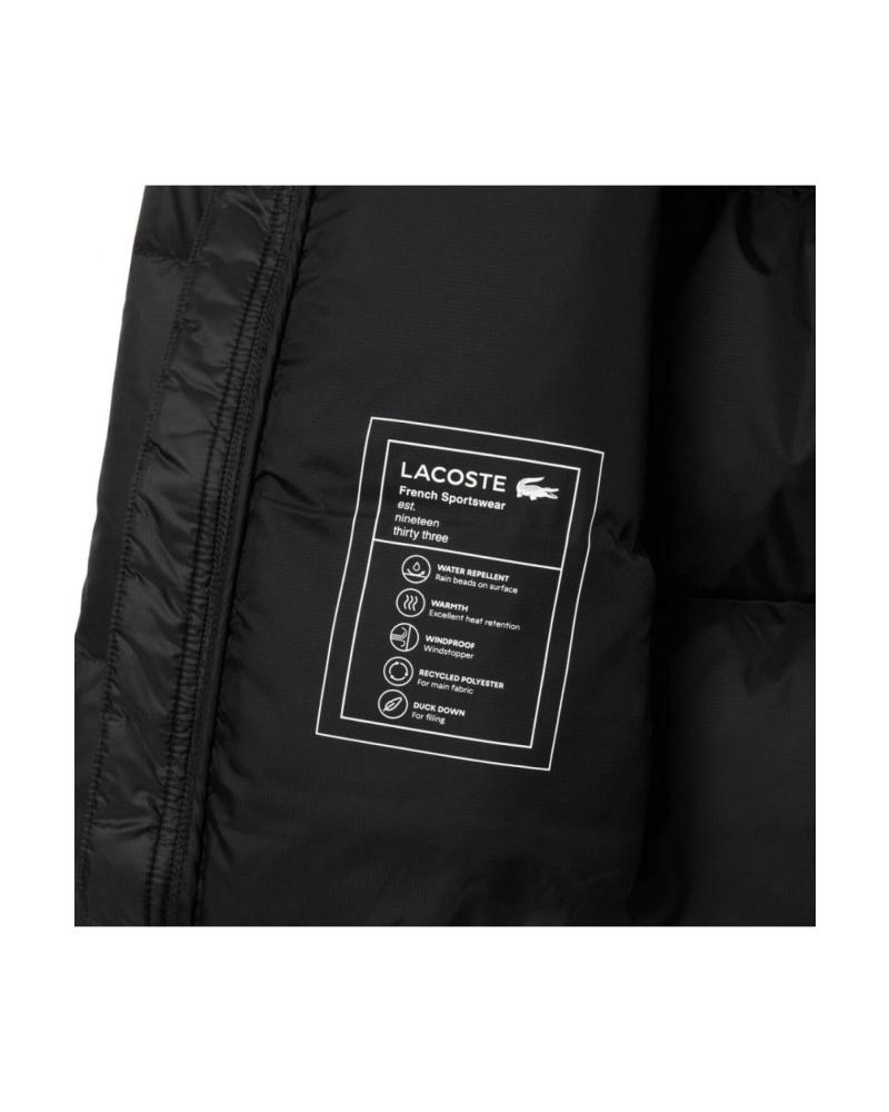 LACOSTE CASACO ACOLCHOADO IMPERMEÁVEL PRETO NEGRO