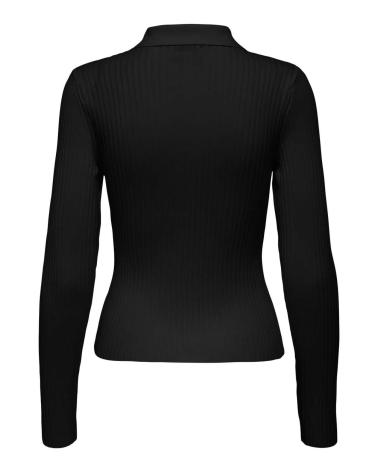 ONLY 15355354 BLACK RIBBED KNIT POLO SHIRT NEGRO
