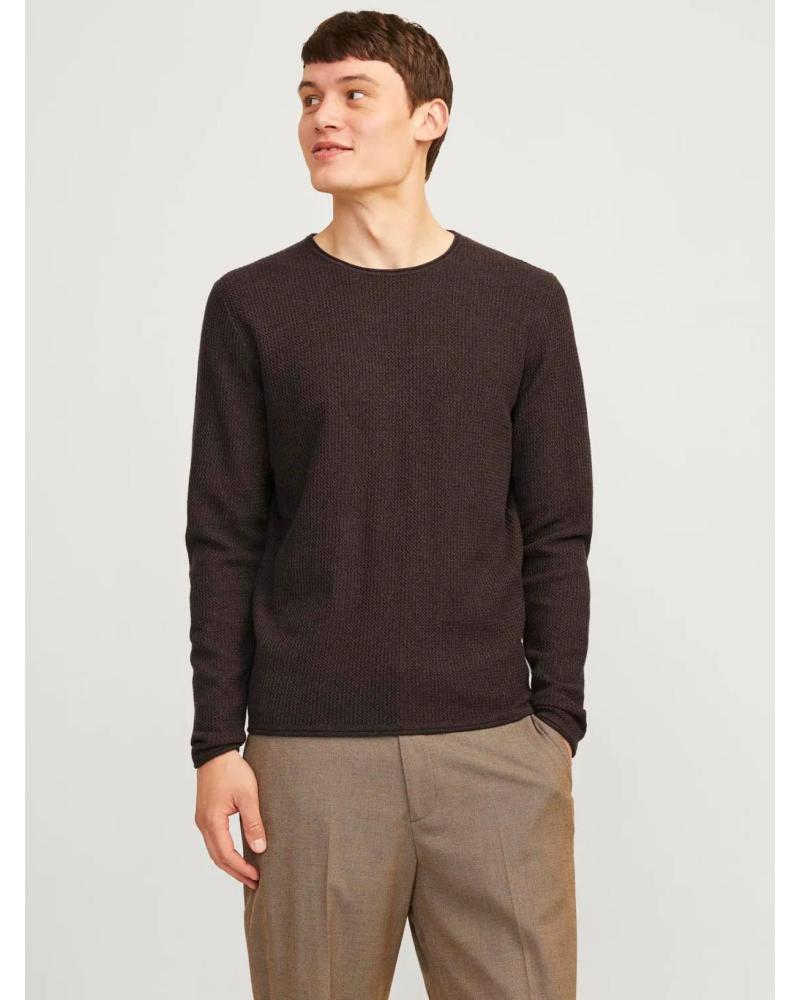JERSEY DE PUNTO CUELLO REDONDO JACK & JONES 12258407 MARRÓN MARRóN