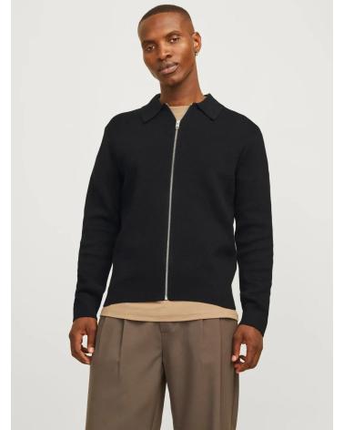 CARDIGÃ DE MALHA GOLA POLO JACK & JONES 12267896 PRETO BLACK