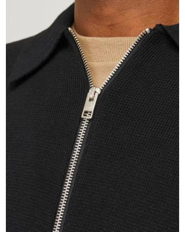 POLO COLLAR KNIT CARDIGAN JACK & JONES 12267896 BLACK BLACK