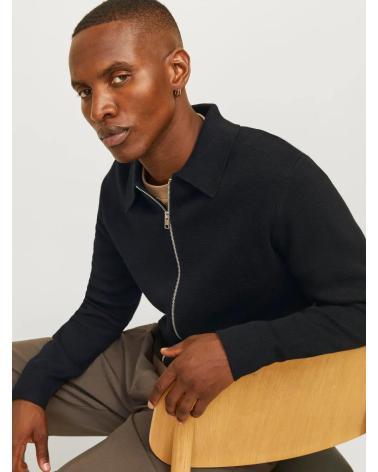 POLO COLLAR KNIT CARDIGAN JACK & JONES 12267896 BLACK BLACK