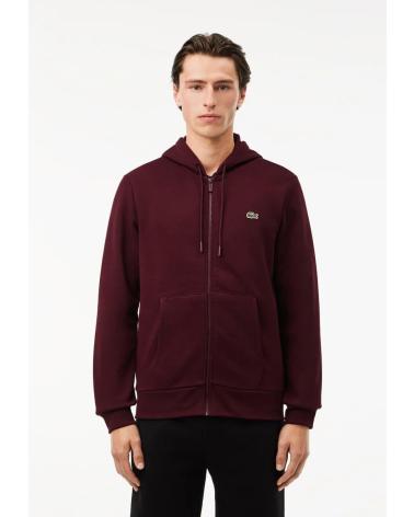 SWEATSHIRT LACOSTE SH962600 À CAPUCHE ET DEMI-ZIP ROUGE ROJO