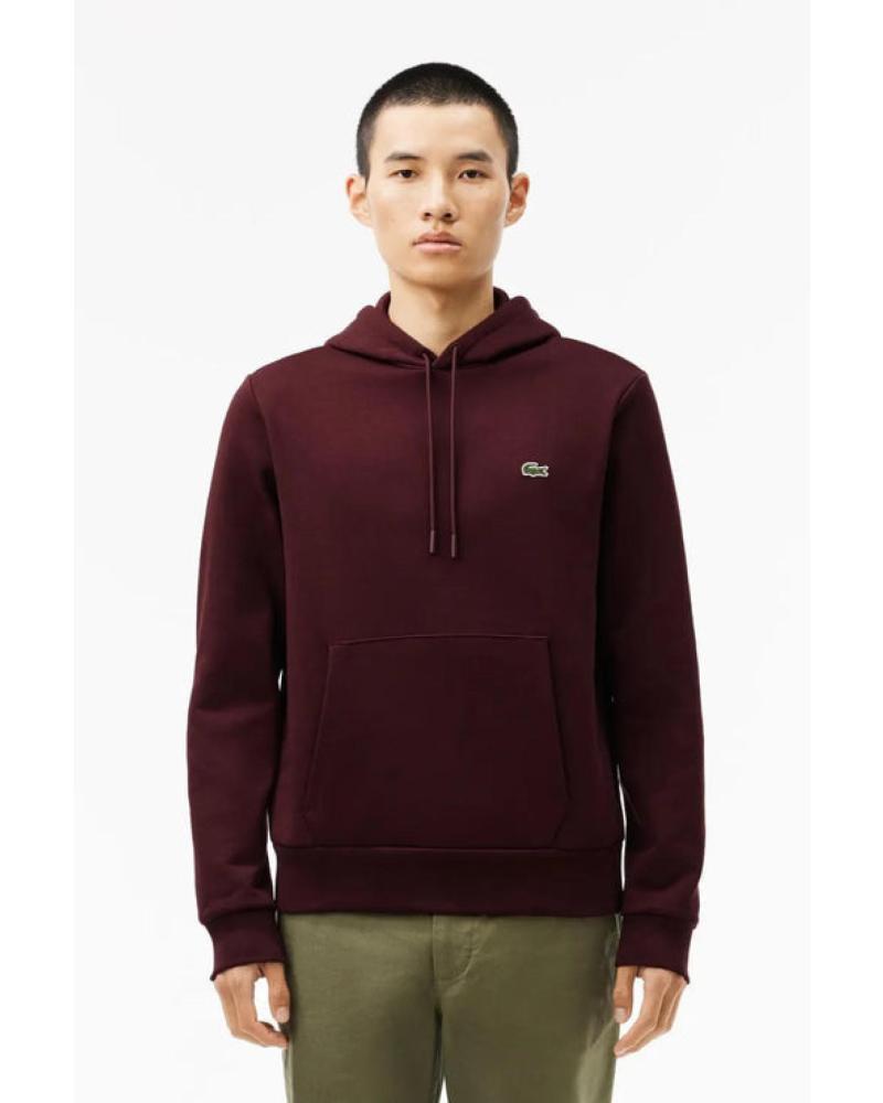 SWEATSHIRT LACOSTE SH962300 EN MOLLETON À CAPUCHE ROUGE ROJO