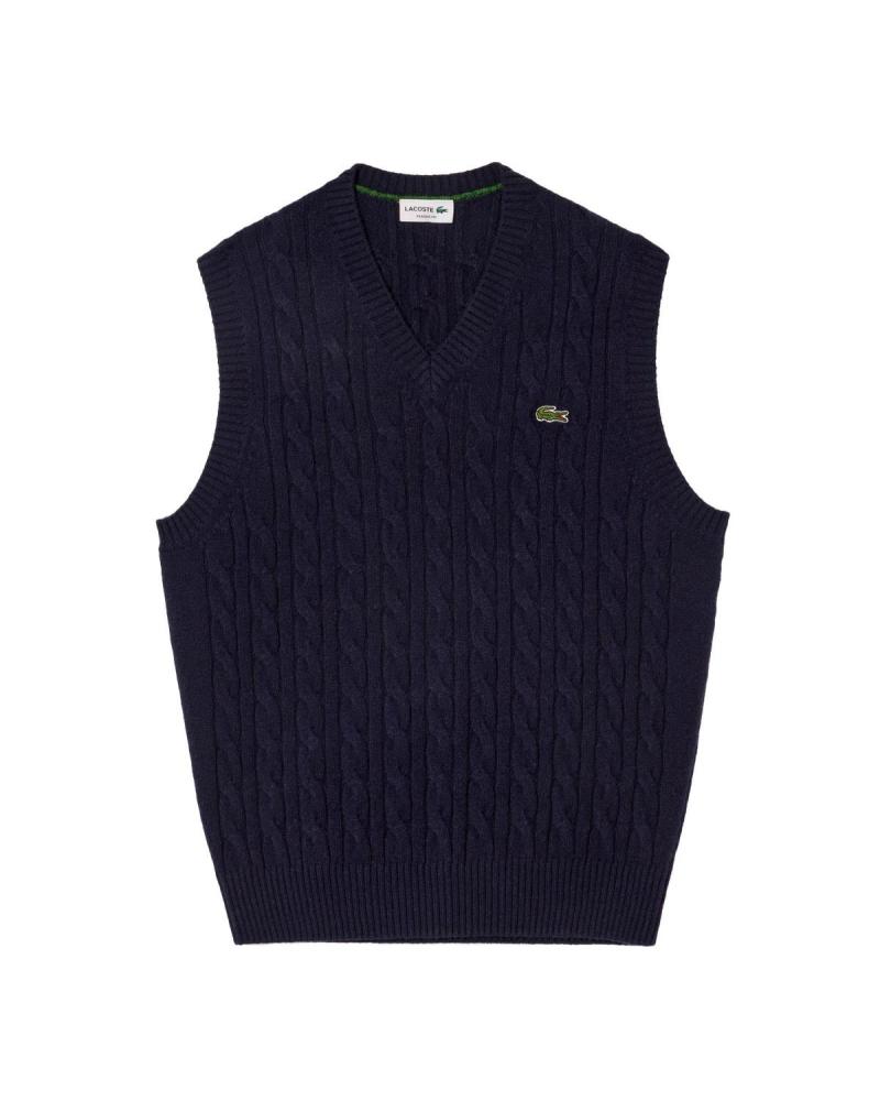 LACOSTE GILET EN TRICOT AH3132-00 BLEU MARINE AZUL MARINO
