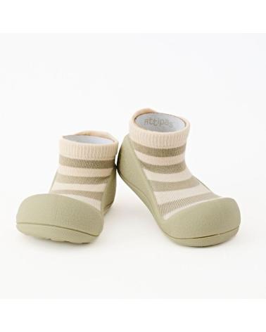 ATTIPAS STRIPE OLIVE STR040 - ERGONOMIC FIRST STEPS SHOES A RAYAS