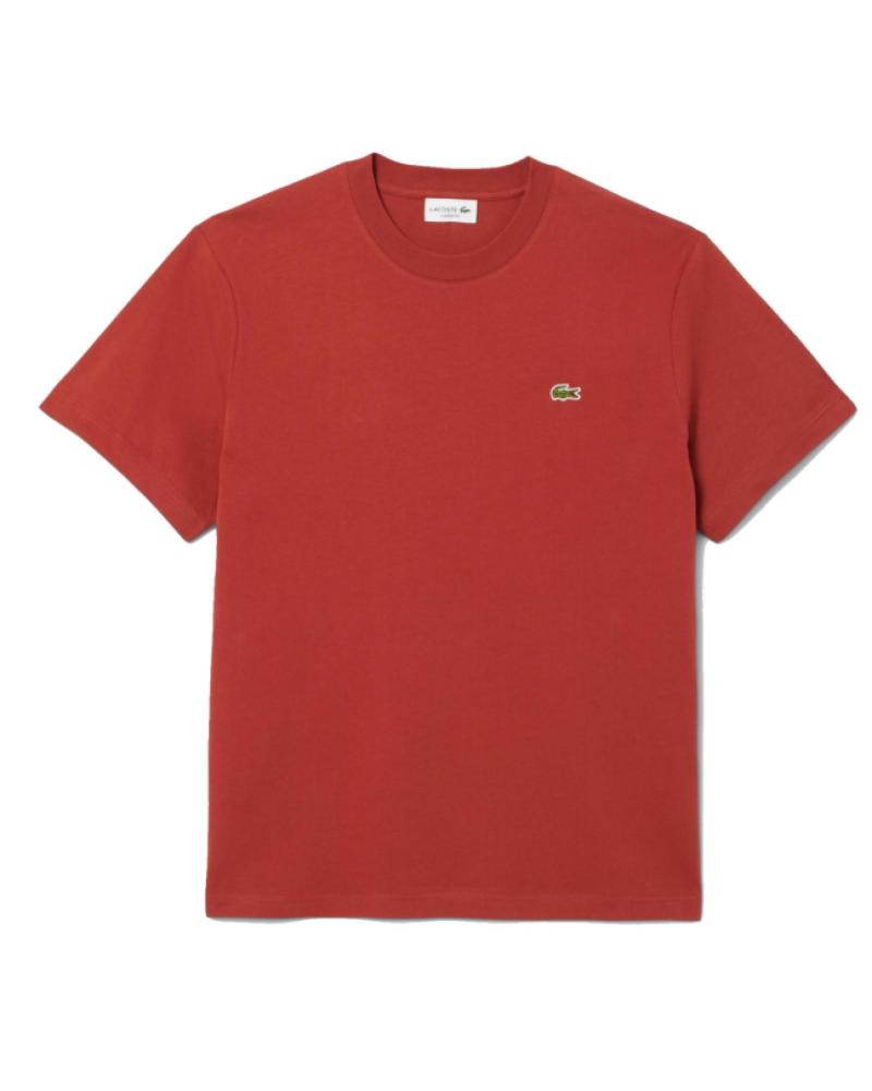 T-SHIRT LACOSTE TH7318 00 ROSSO MATTONE CALDERA