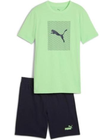 COMPLETO MAGLIETTA E PANTALONCINI PUMA ESS LOGO LAB 686300 VERDE VERDE