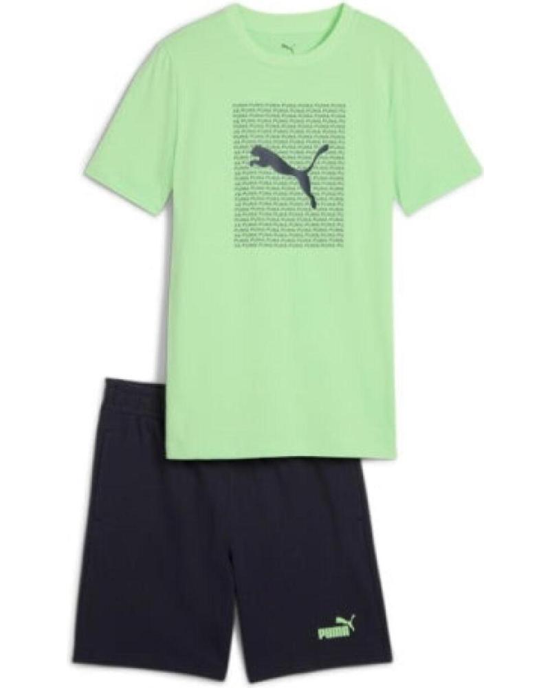 COMPLETO MAGLIETTA E PANTALONCINI PUMA ESS LOGO LAB 686300 VERDE VERDE
