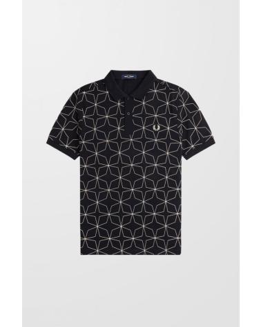 FRED PERRY POLO M7733 GEOMETRISCH SCHWARZ NEGRO